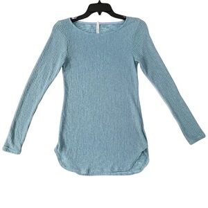 Chocolate USA Light Blue Ribbed Long Sleeves Top Women's Size S